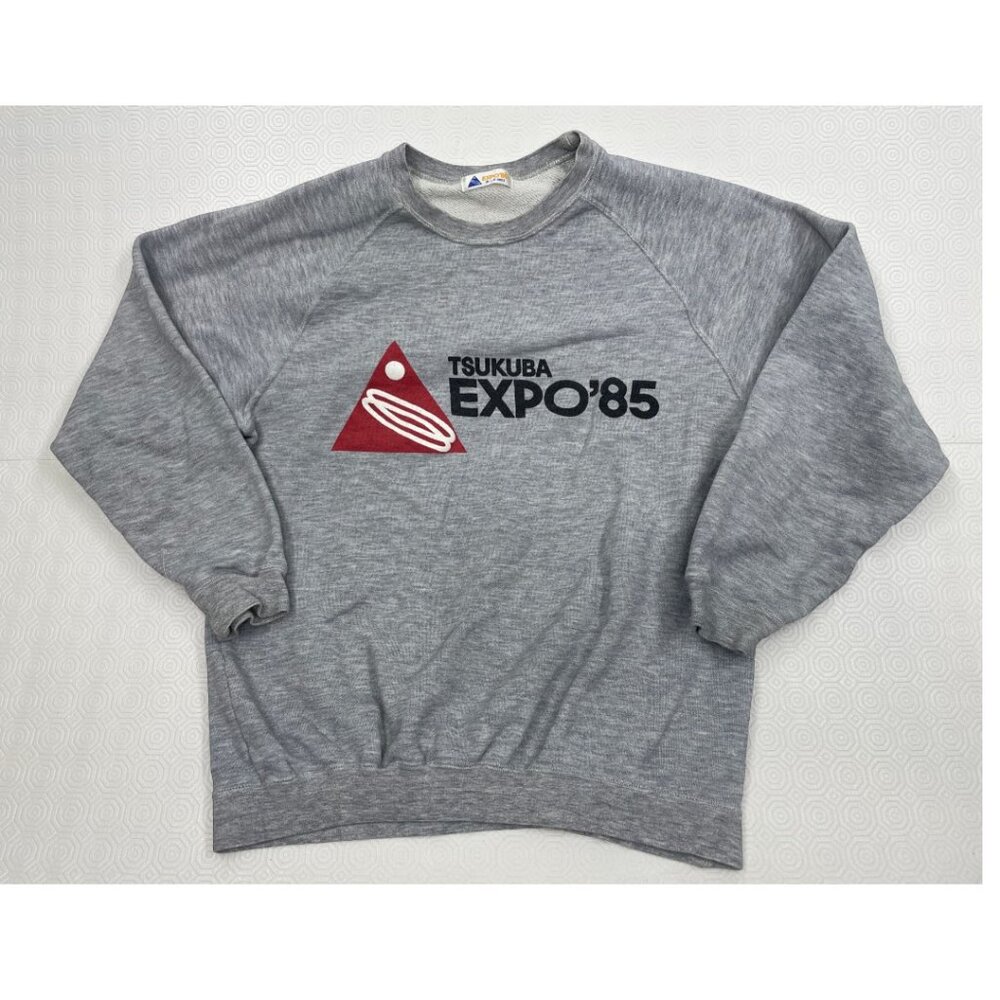 VTG 1980s Tsukuba Expo 85 Japan Souvenir Grey Sweatshirt Men's M